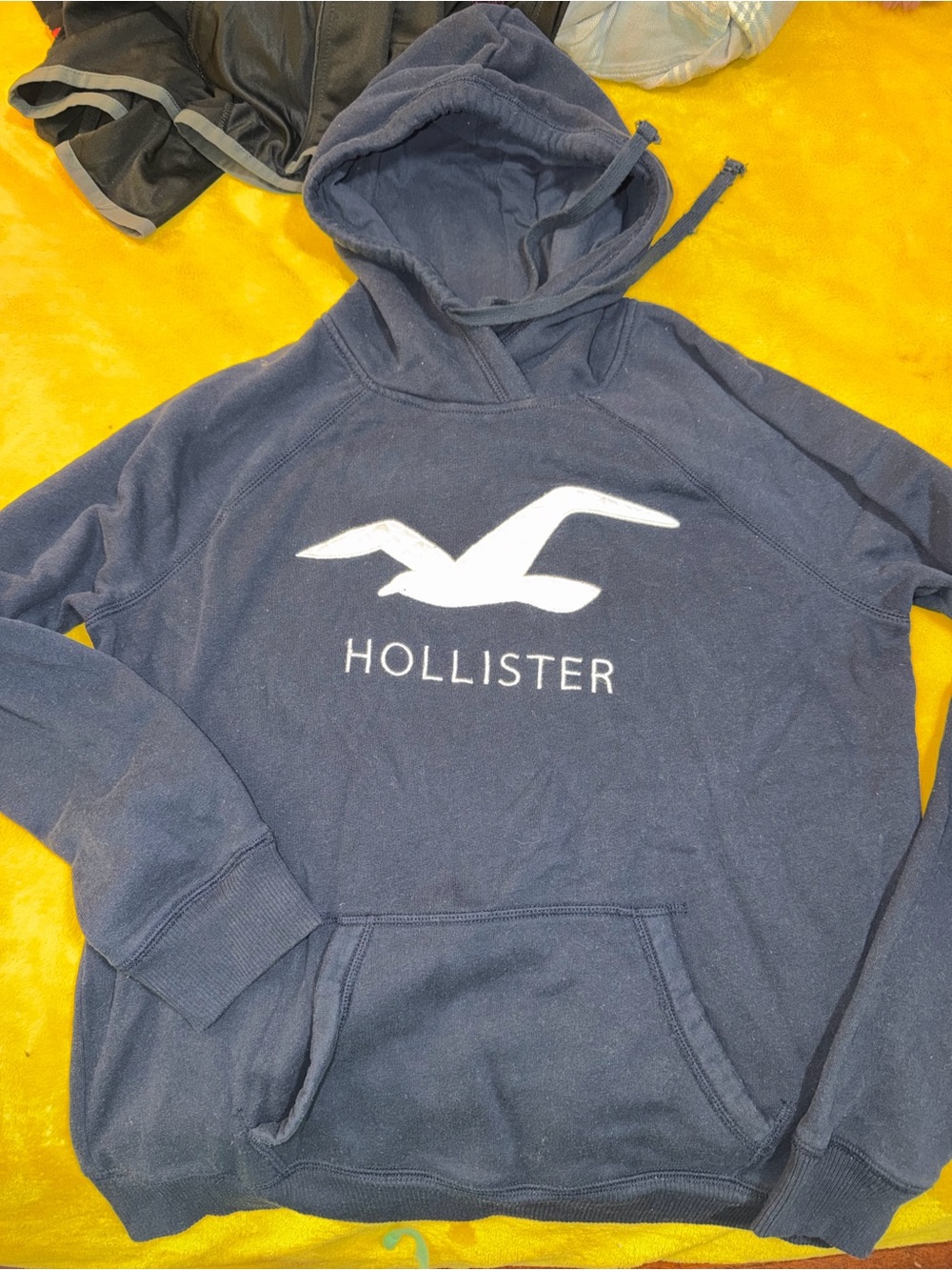 Hollister Dark Blue Pullover Hoodie with Drawstring